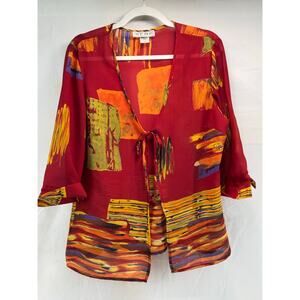 KEMP collection women’s 12 sheer Y2K/90’s tie blouse